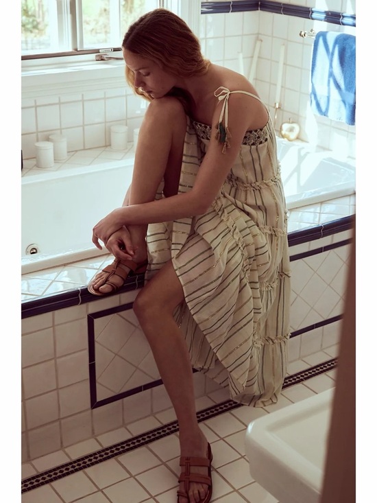 Anthropologie Dresses & Skirts - NWT Anthropologie x Ranna Gill Safa Tiered Cream Shimmer Boho Midi Dress